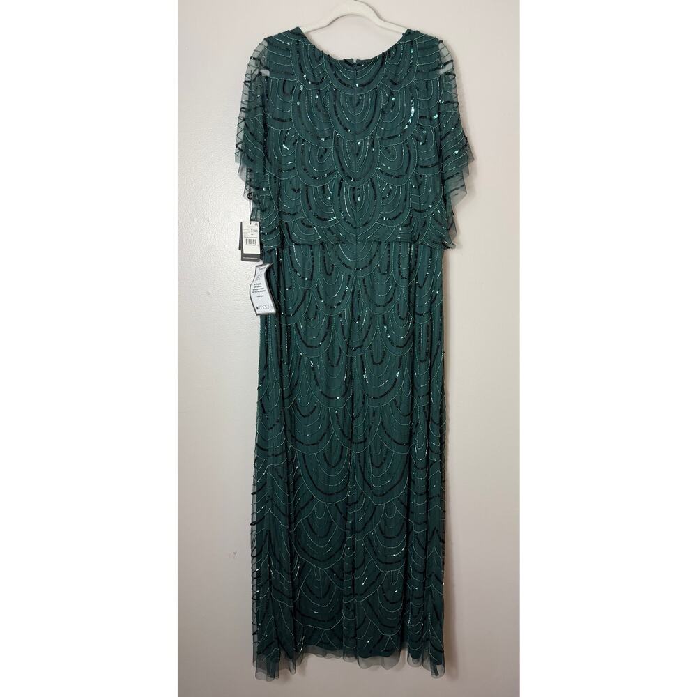 NWT Adrianna Papell Dress Green Mother of the Bride Gown Sequin Beaded Art Deco - Picture 4 of 14
